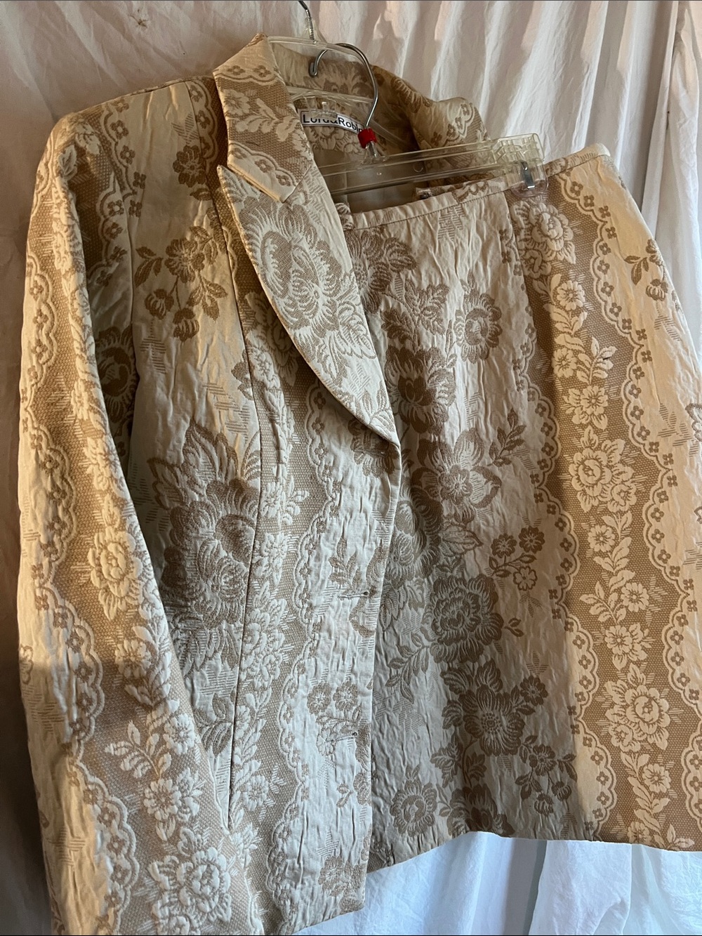 Lord Cream and Beige Floral Jacquard Blazer